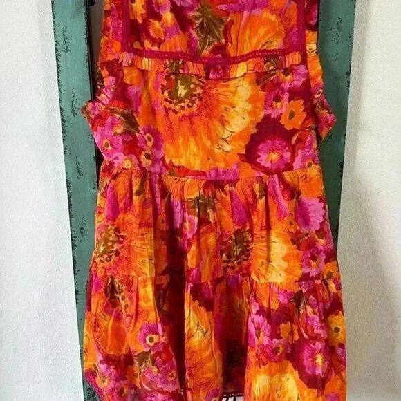 Sundance Beautiful Bright Sun Dress. Beaded ties Decorative Corded Trim. - Picture 4 of 11